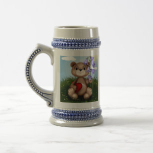 Bär hält Blumenstrauß-30926 Bierglas