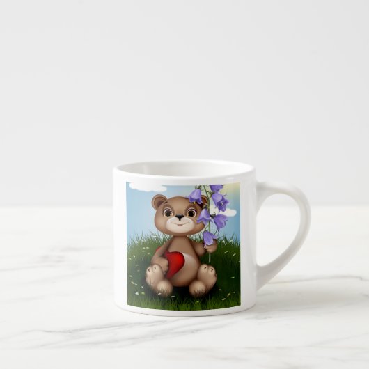 Bär hält Blumenstrauß-30926 Espressotasse (Rechts)
