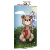 Bär hält Blumenstrauß-30926 Flachmann (Rechts)