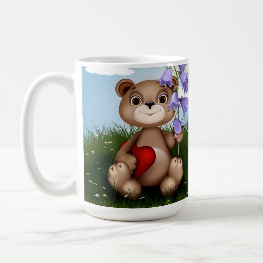 Bär hält Blumenstrauß-30926 Kaffeetasse (Links)