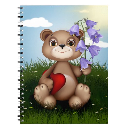 Bär hält Blumenstrauß-30926 Notizblock (Vorderseite)