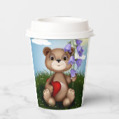 Bär hält Blumenstrauß-30926 Pappbecher (Rückseite)