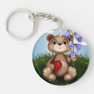 Bär hält Blumenstrauß-30926 Schlüsselanhänger
