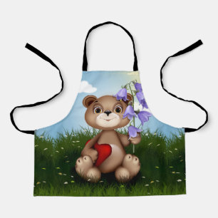 Bär hält Blumenstrauß-30926 Schürze