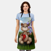 Bär hält Blumenstrauß-30926 Schürze (Getragen)