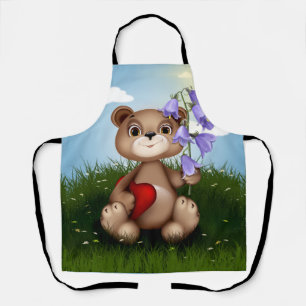 Bär hält Blumenstrauß-30926 Schürze