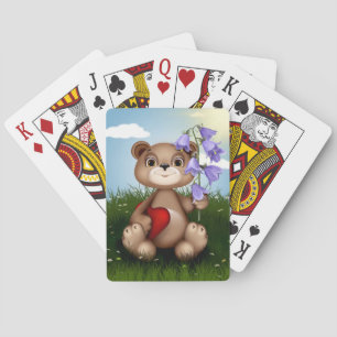 Bär hält Blumenstrauß-30926 Spielkarten