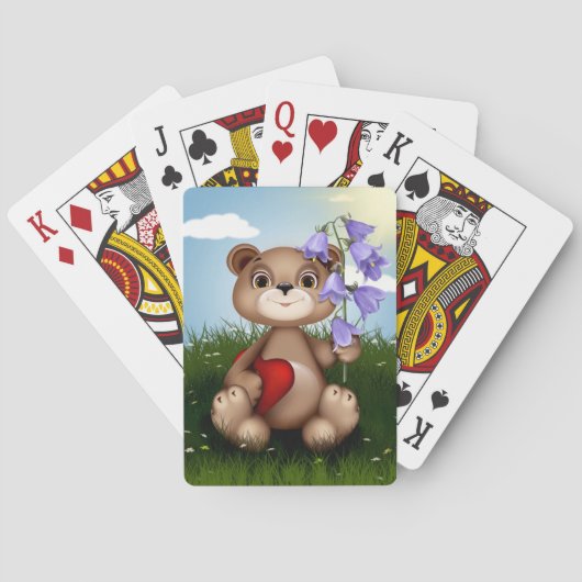 Bär hält Blumenstrauß-30926 Spielkarten (Rückseite)