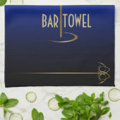 Bar Handtuch Blau und Gold Cocktail Glas (Gefaltet)