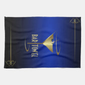 Bar Handtuch Blau und Gold Cocktail Glas (Horizontal)