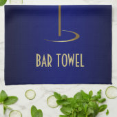 Bar Handtuch Blau und Gold Martini-Glas (Gefaltet)