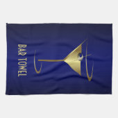 Bar Handtuch Blau und Gold Martini-Glas (Horizontal)