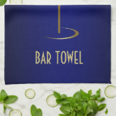 Bar Handtuch Blau und Gold Martini-Glas (Gefaltet)