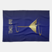Bar Handtuch Blau und Gold Martini-Glas (Horizontal)