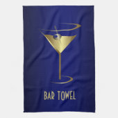 Bar Handtuch Blau und Gold Martini-Glas (Vertikal)