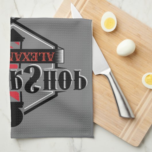 Bar Handtuch für Red n Black Barbershop Logo perso (Viertel Falte)