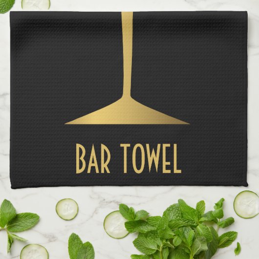 Bar Handtuch Gold Martini Glas (Gefaltet)