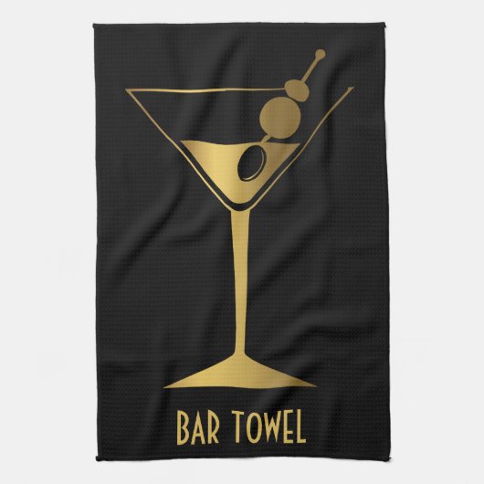 Bar Handtuch Gold Martini Glas (Vertikal)