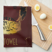 Bar Handtuch Martini Glass Gold Skull (Viertel Falte)