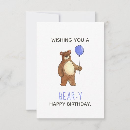 Bär Happy Birthday Flat Card (Vorderseite)