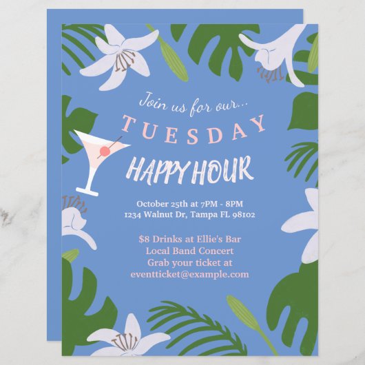 Bar Happy Hour Flyer (Vorne/Hinten)