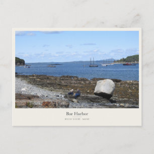 Bar Harbor Felsenküste und Segelboote Postkarte