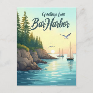 Bar Harbor, Maine Acadia Küstenlinien Vintage Postkarte