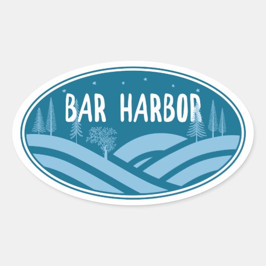 Bar Harbor Maine im Freien Ovaler Aufkleber (Vorderseite)