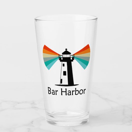 Bar Harbor Maine Leuchtturm Regenbogen Glas (Vorderseite)