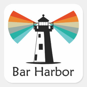Bar Harbor Maine Leuchtturm Regenbogen Quadratischer Aufkleber
