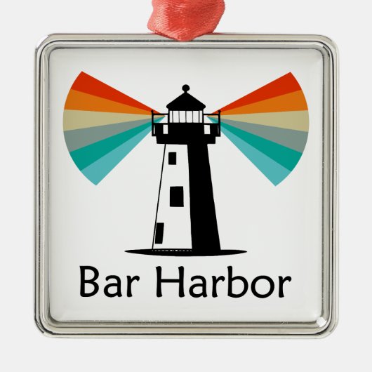 Bar Harbor Maine Lighthouse Rainbow Ornament Aus Metall (Vorne)