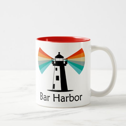 Bar Harbor Maine Lighthouse Rainbow Zweifarbige Tasse (Rechts)