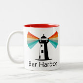 Bar Harbor Maine Lighthouse Rainbow Zweifarbige Tasse (Links)