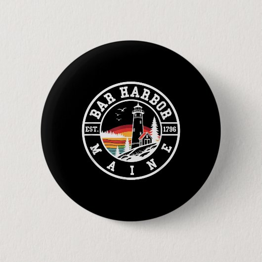 Bar Harbor - Maine - Retro-Design - Klick Button (Vorderseite)