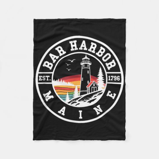 Bar Harbor - Maine - Retro-Design - Klick Fleecedecke (Vorderseite)