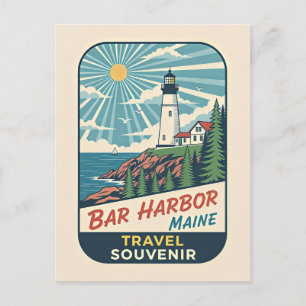 Bar Harbor, Maine Retro Leuchtturm 1950er Jahre Postkarte