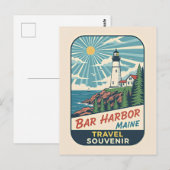 Bar Harbor, Maine Retro Lighthouse 1950s Postkarte (Vorne/Hinten)