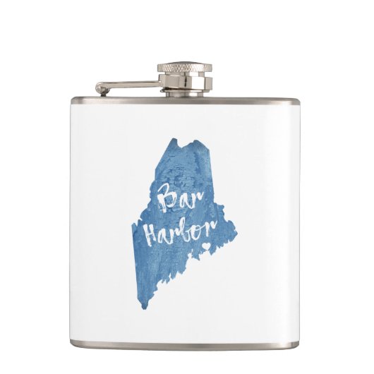 Bar Harbor Maine Wood Grain Flachmann (Vorderseite)