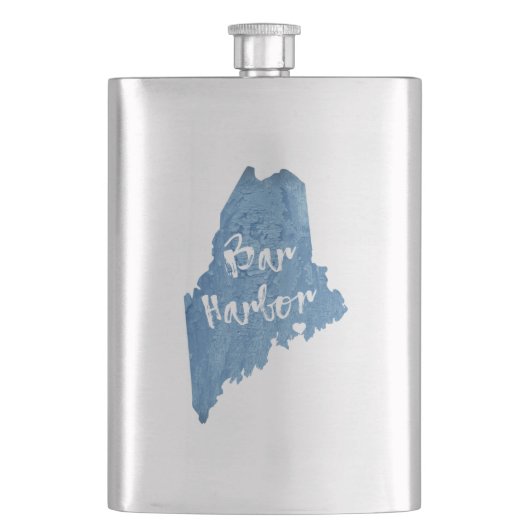 Bar Harbor Maine Wood Grain Flachmann (Vorderseite)