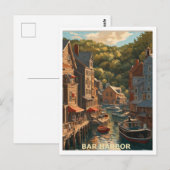 Bar Harbor ME Grafikdesign Postkarte (Vorne/Hinten)