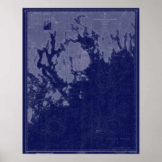 Bar Harbor Mount Desert ME Karte Seekarte Kunst Poster (Vorne)