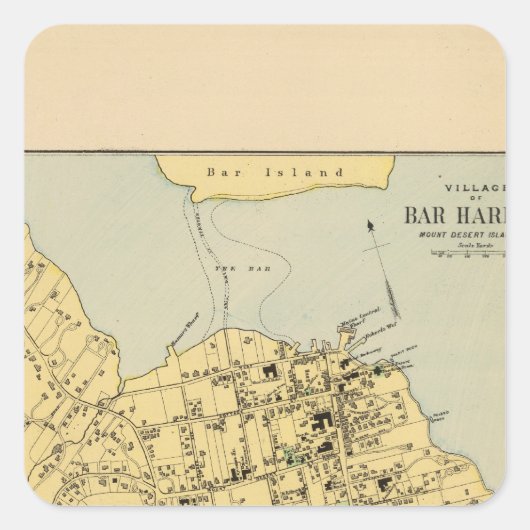 Bar Harbor Quadratischer Aufkleber (Vorderseite)