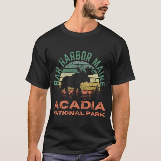 Bar Harbour Acadia Nationalpark Maine Elche Wander T-Shirt (Vorderseite)