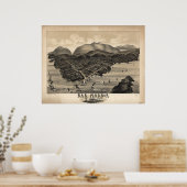 Bar Harbour Maine 1886 Antik Panoramablick Karte Poster (Küche)