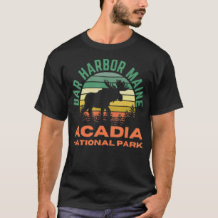 Bar Harbour Maine Acadia Nationalpark Moose Retro  T-Shirt