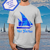 Bar Harbour Maine Blue Watercolor Sailboat T-Shirt