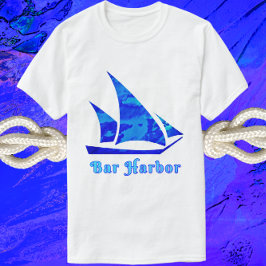 Bar Harbour Maine Blue Watercolor Sailboat T-Shirt