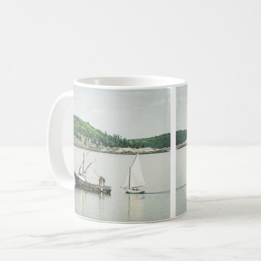 Bar Harbour Maine Boote Kaffeetasse (Vorderseite Links)