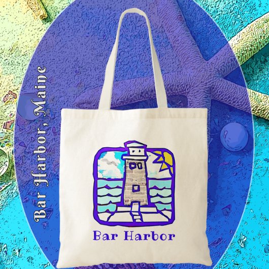 Bar Harbour Maine Lighthouse and Ocean Waves Bag Tragetasche
