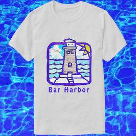 Bar Harbour Maine Lighthouse Ocean Waves Shirt